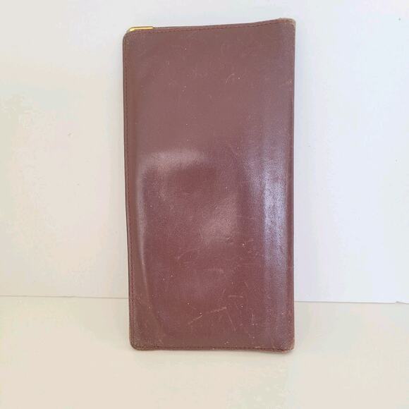 Cartier Vintage Bifold Leather Bordeaux Red Wallet Large Credit Card Checkbook - Picture 2 of 10